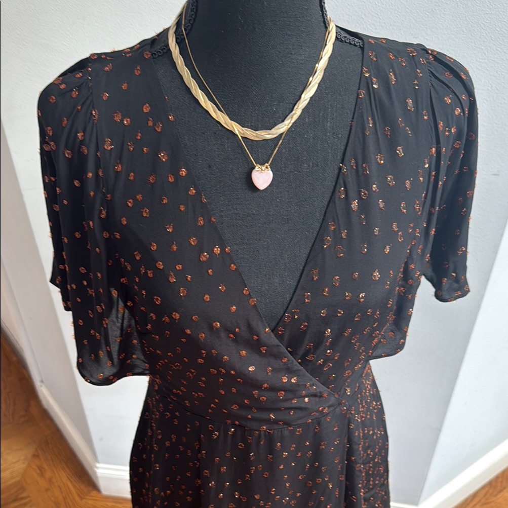 Madewell Elegant Black Dress With Copper Highlights